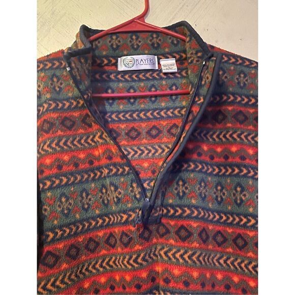 Vtg Players by Van Heusen Fleece Pullover Sweater Outerwear Quarter Zip L Red & - Picture 2 of 7